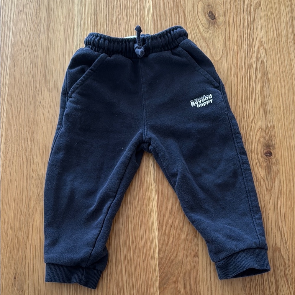 Zara Blue Sweatpants with Elastic Waistband and Cuffed Ankles